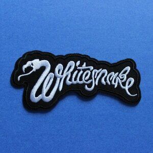 🎸 Whitesnake Iron-On Patch – Black / White (4.8” x 2.5”)